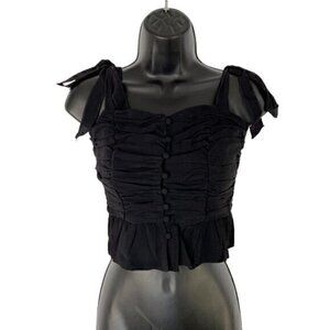ASTR The Label Ruched‎ Peplum Sweetheart Neckline Duffy Top Black